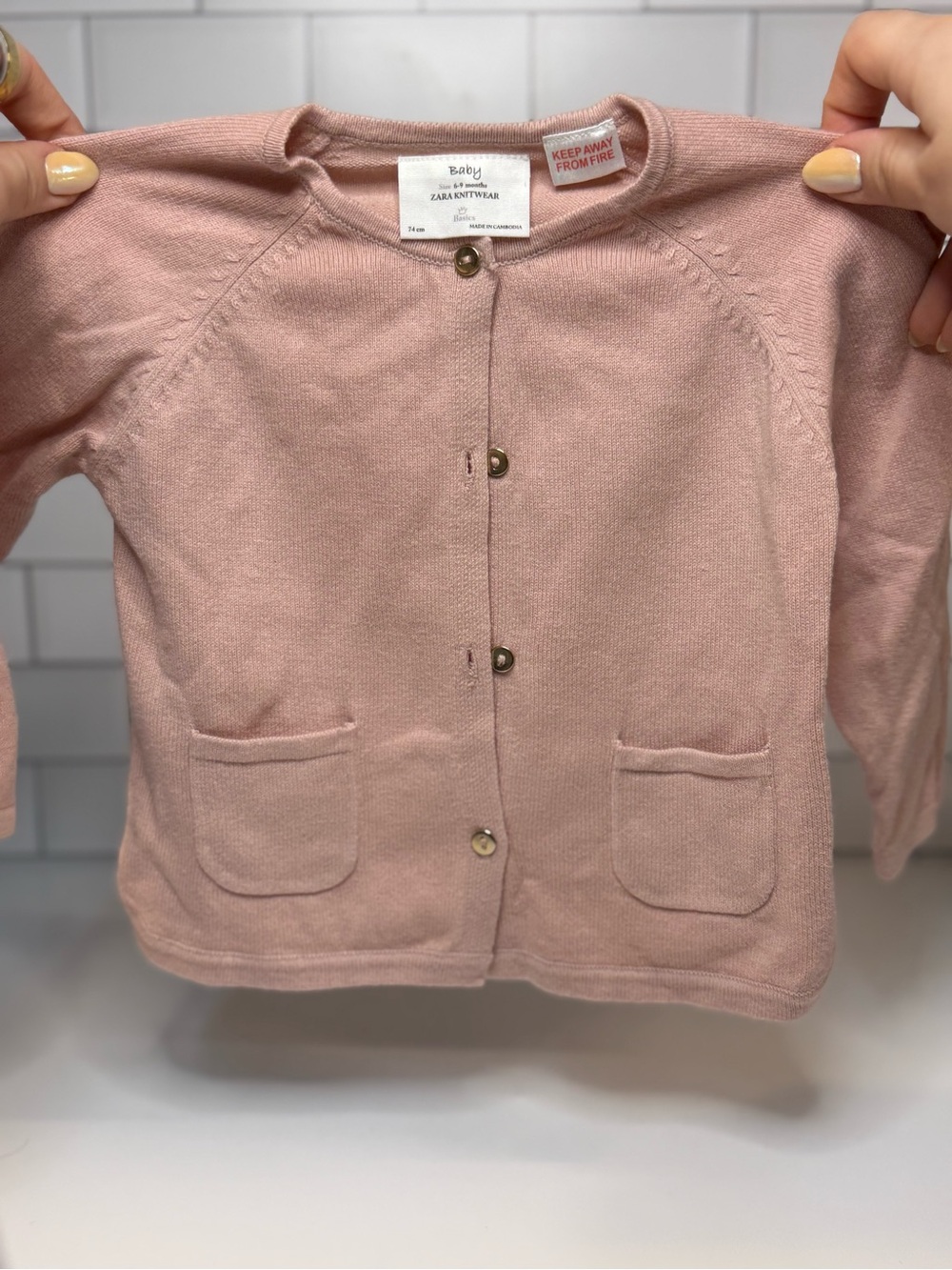 Zara Baby Knit Cardigan in Dusty Pink